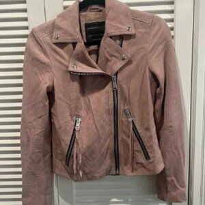 NWT All Saints pink putty suede moto jacket never worn